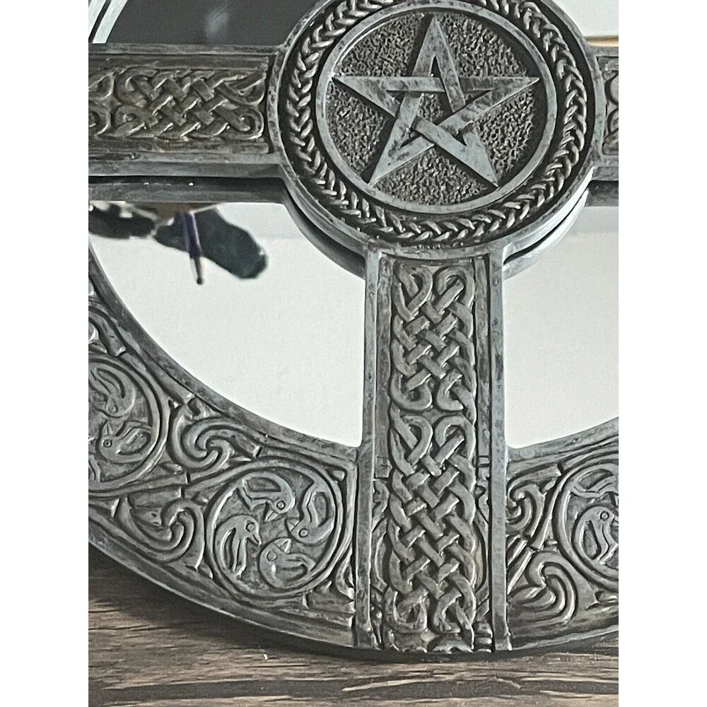Pentagram Celtic Wall Art Mirror Sculpture Hanging Pentacle Knotwork New Age
